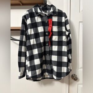 Eddie Bauer Women’s Black and white plaid Microfleece shirt